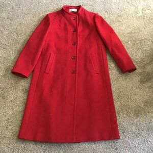 Bromleigh Lorendale Swing CoatWomens Solid Red Front Button With Pockets VTG‎
